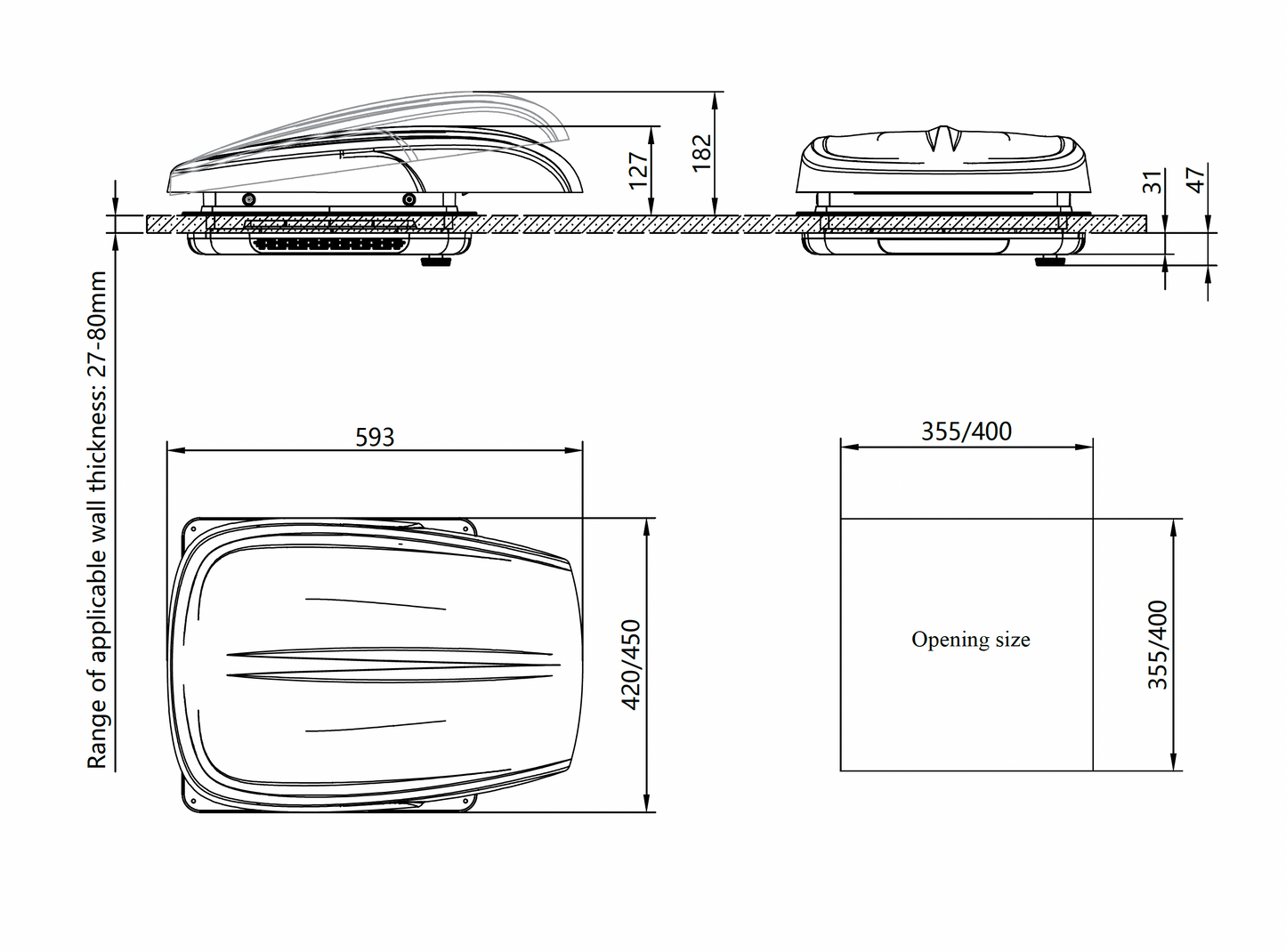 ProBreeze Vent System Brushless Roof Fan