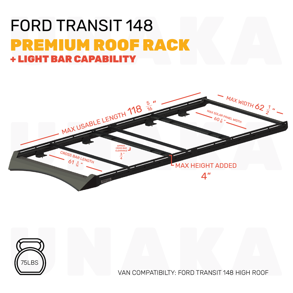 Ford Transit Roof Rack - Premium Light Bar - 148" High Roof