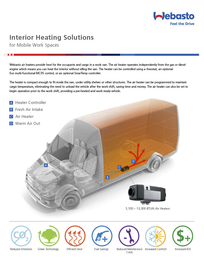 Van Life Webasto 2kW Diesel Air Heater Kit for Ford Transit & E Series 90-3-0029